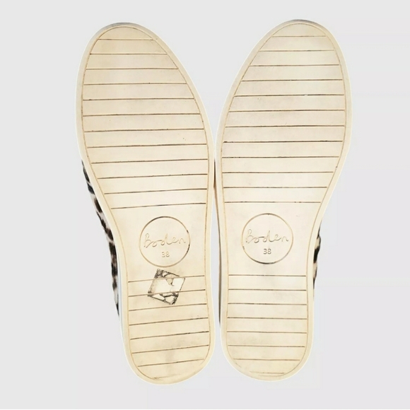 Boden Womens 7 Calf Fur Snow Leopard Slip On Trainer Sneaker Shoe Brown White - Picture 5 of 10